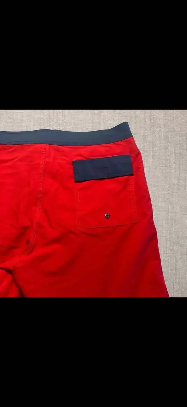 Old Navy California Men’s Board Shorts Red Navy Swim Trunks Size 36 Drawstring